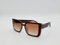 Chic brown square sunglasses with amber gradient lenses and gold-accented temples 