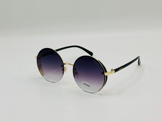 Retro round gradient sunglasses with gold frame and black arms