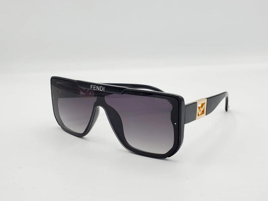 Elite Shield Flat-Top Sunglasses – Black & Gold Detail