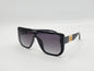 Elite Shield Flat-Top Sunglasses – Black & Gold Detail